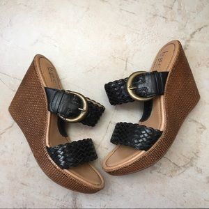 BOC Born Concept Black Wedge Buckle Strap Sandal